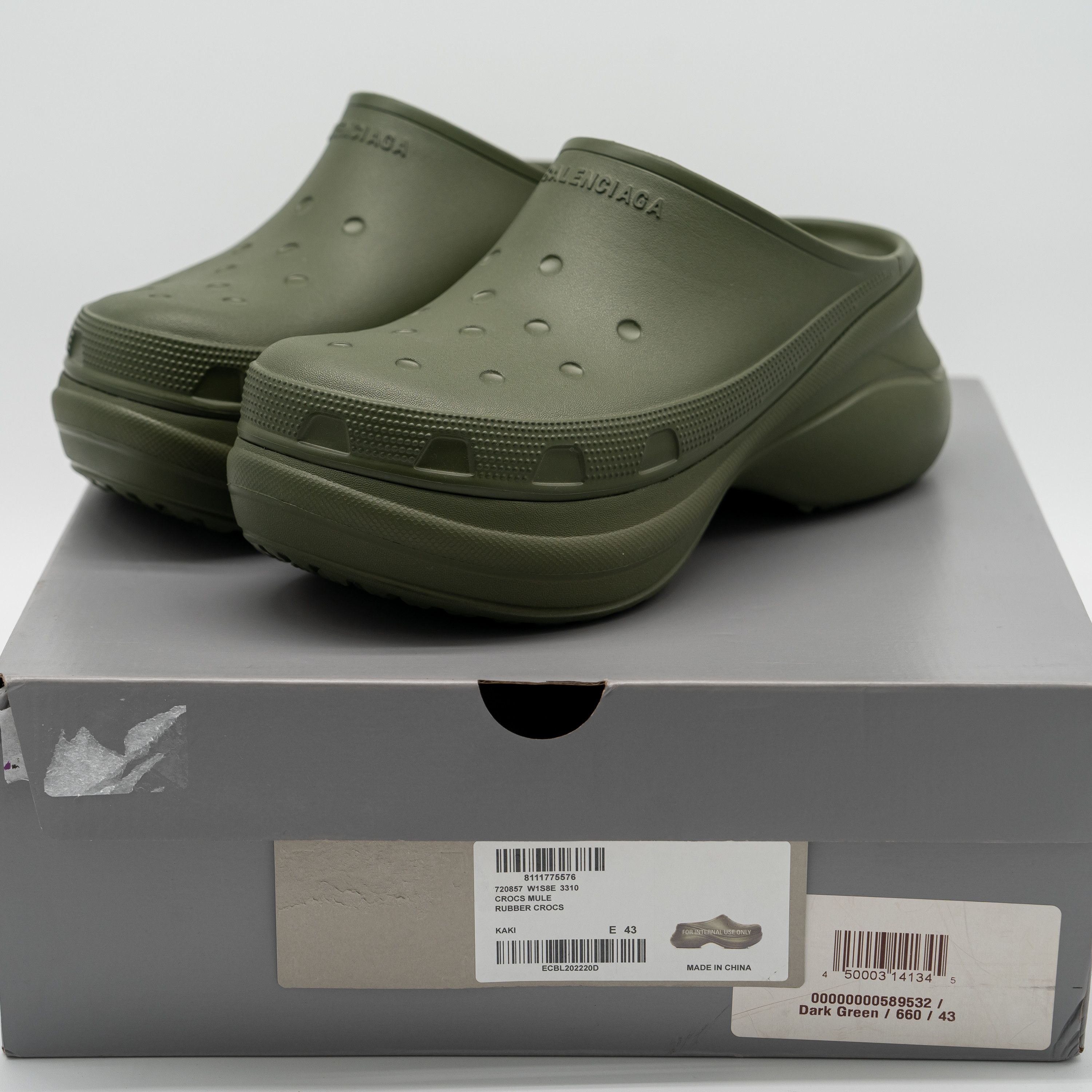 Balenciaga × Crocs 43 - Balenciaga Crocs Mule Green Khaki Slide Sandal Platform Size US 10 / EU 43 - 11 Thumbnail