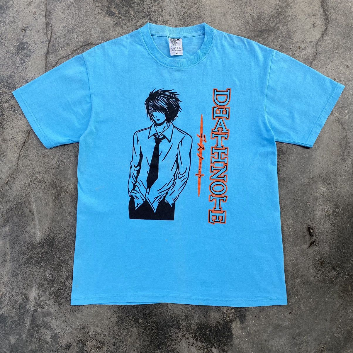 image of Vintage Anime Death Note Bootleg Tees in Blue, Men's (Size Medium)
