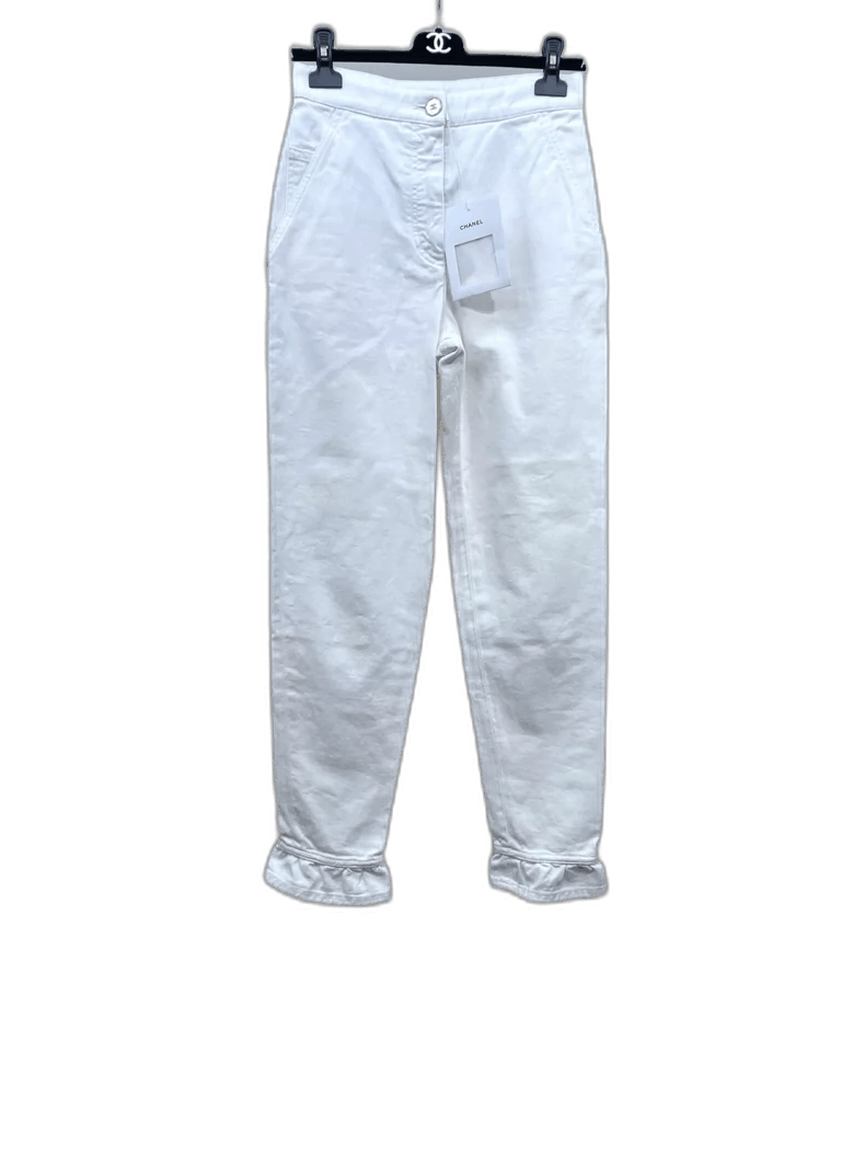 Chanel Chanel White Lace Denim Pants Size 34" / US 12 / IT 48 - 1 Thumbnail