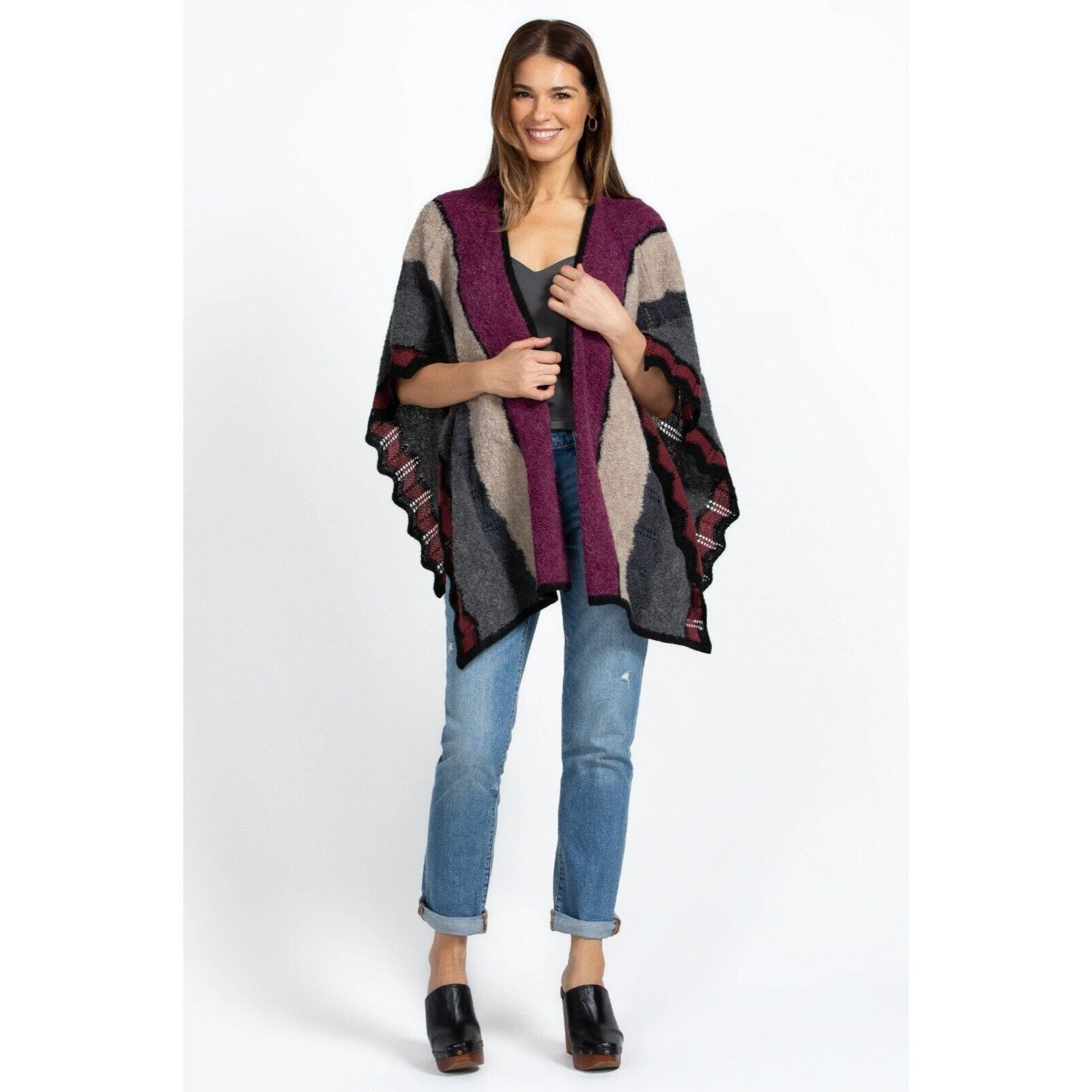Johnny Was NWOT Womens Johnny Was RILRY Alpaca Cape Poncho Shawl Size O Size ONE SIZE - 4 Thumbnail