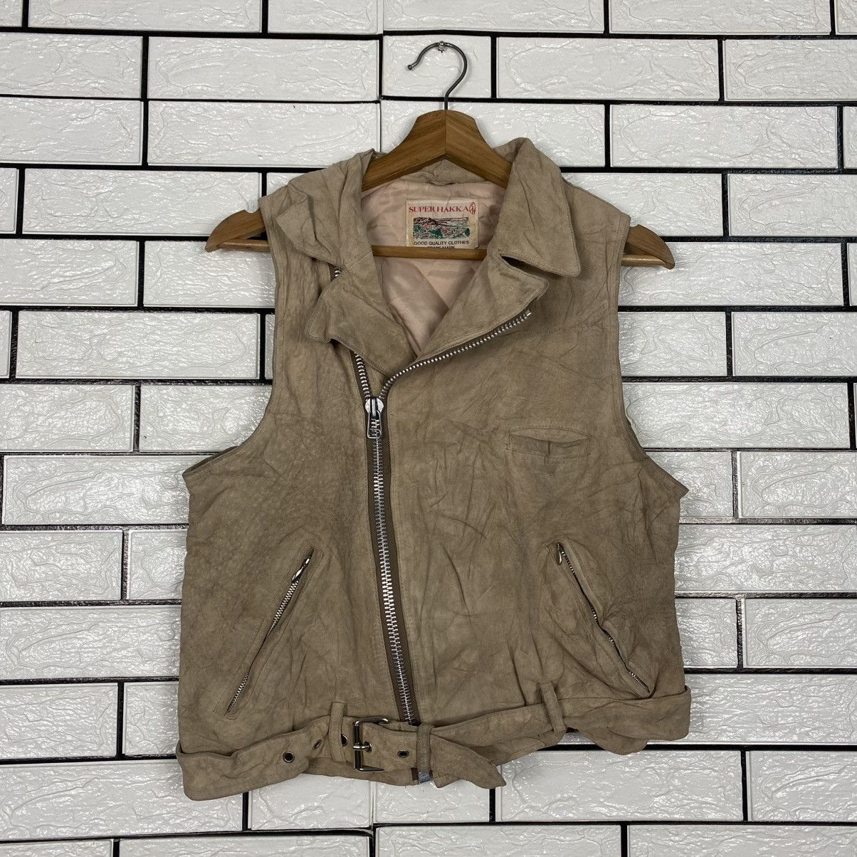 Japanese Brand 🔥VEST BIKER LEATHER JACKET DOUBLE COLLAR SUPER HAKKA JAPAN Size US S / EU 44-46 / 1 - 1 Thumbnail