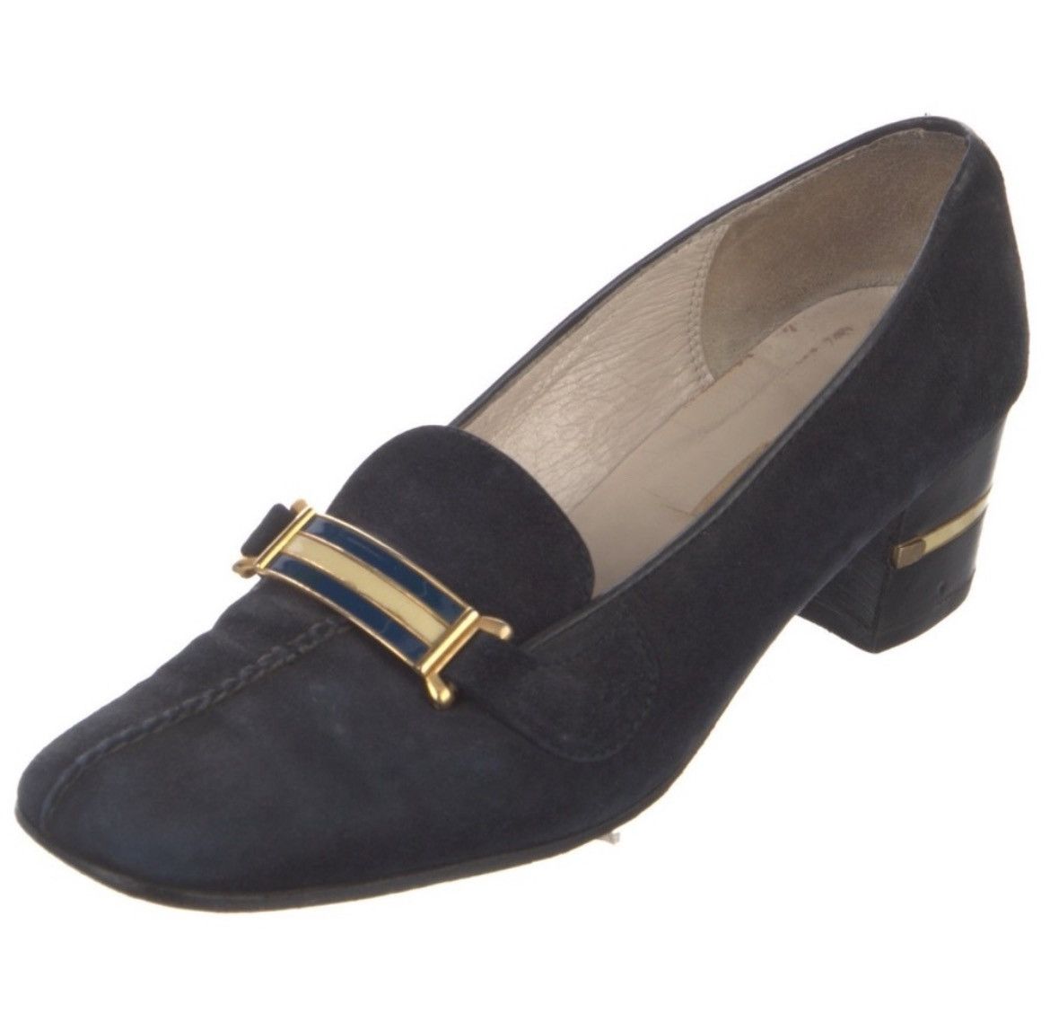 Gucci Gucci Vintage Suede Chain-Link Block Heel Square Toe Pumps Size US 8.5 / IT 38.5 - 4 Thumbnail