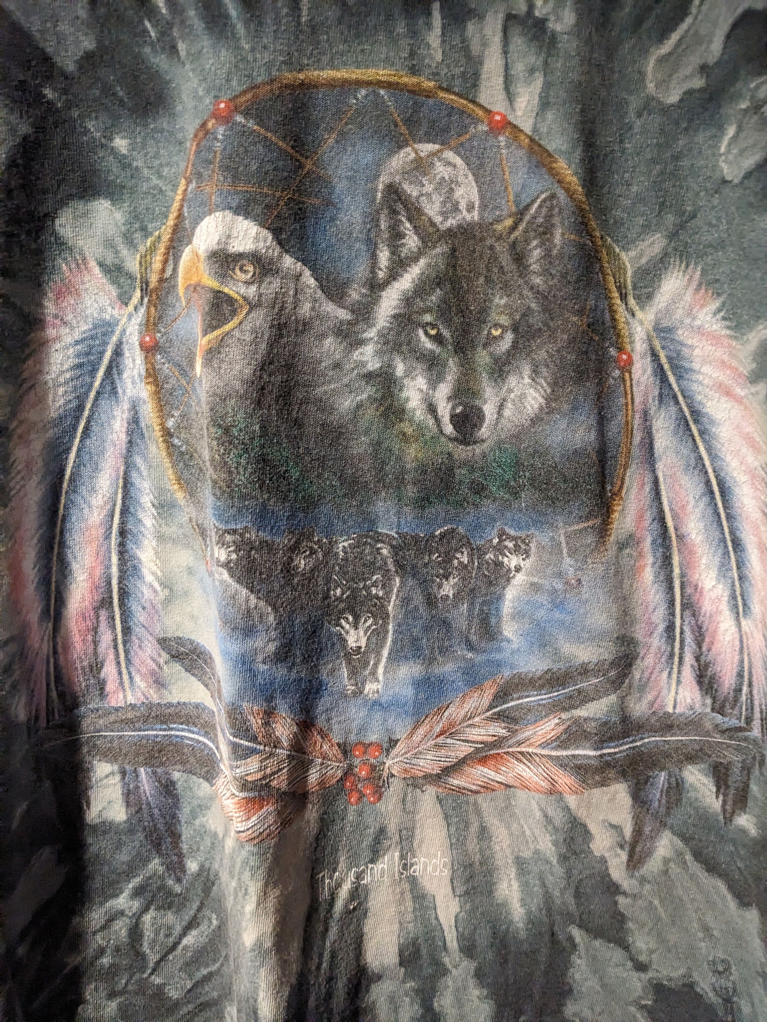 The Mountain × Vintage Vintage Y2K Wolf Animal Nature Eagle Tie Dye Medium T-Shirt Size US M / EU 48-50 / 2 - 2 Thumbnail