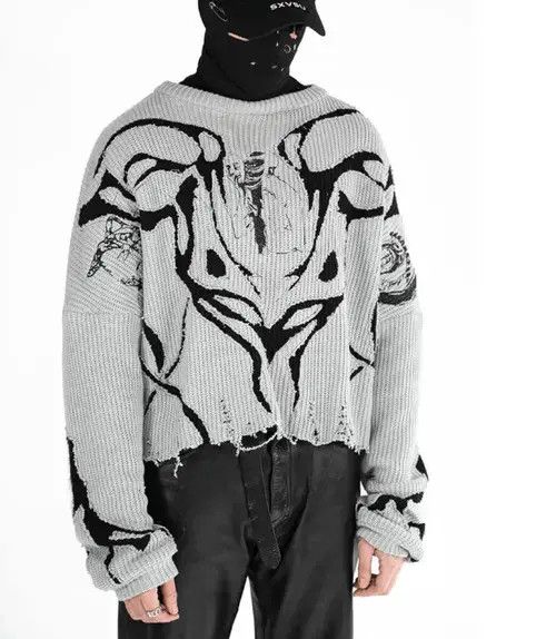Japanese Brand × Vintage Vintage Destroyed Ripped sweater Size ONE SIZE - 2 Thumbnail