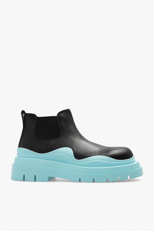 Bottega Veneta Tire Chelsea Boots with blue sole