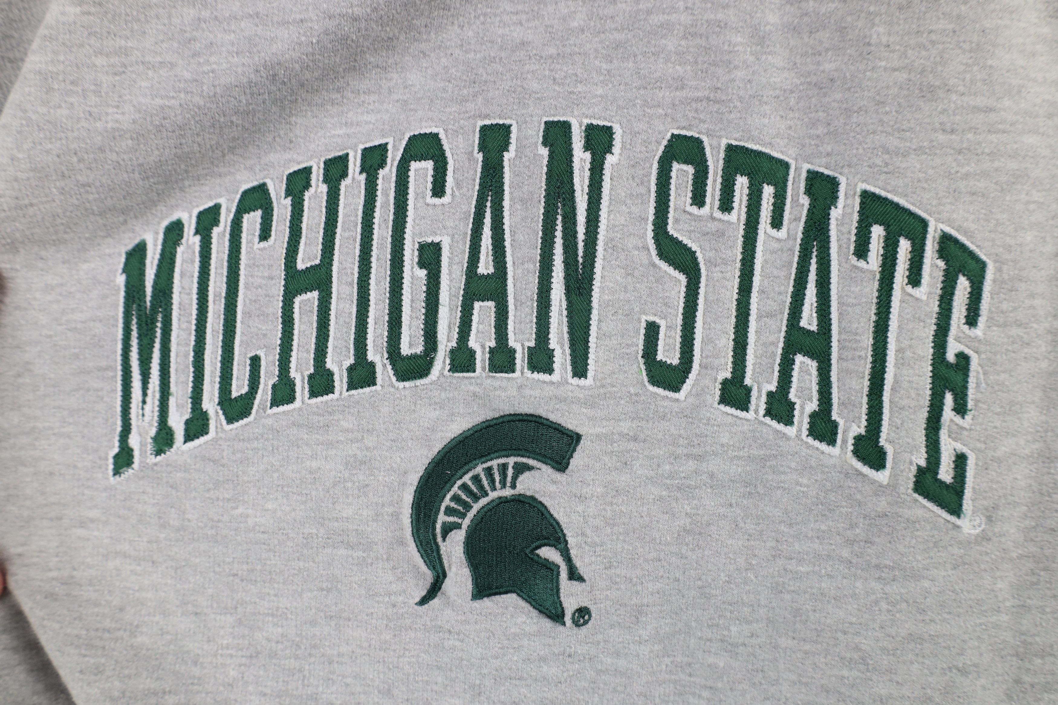 Vintage Vintage 90s Michigan State University Hoodie Sweatshirt Gray Size US XL / EU 56 / 4 - 4 Thumbnail