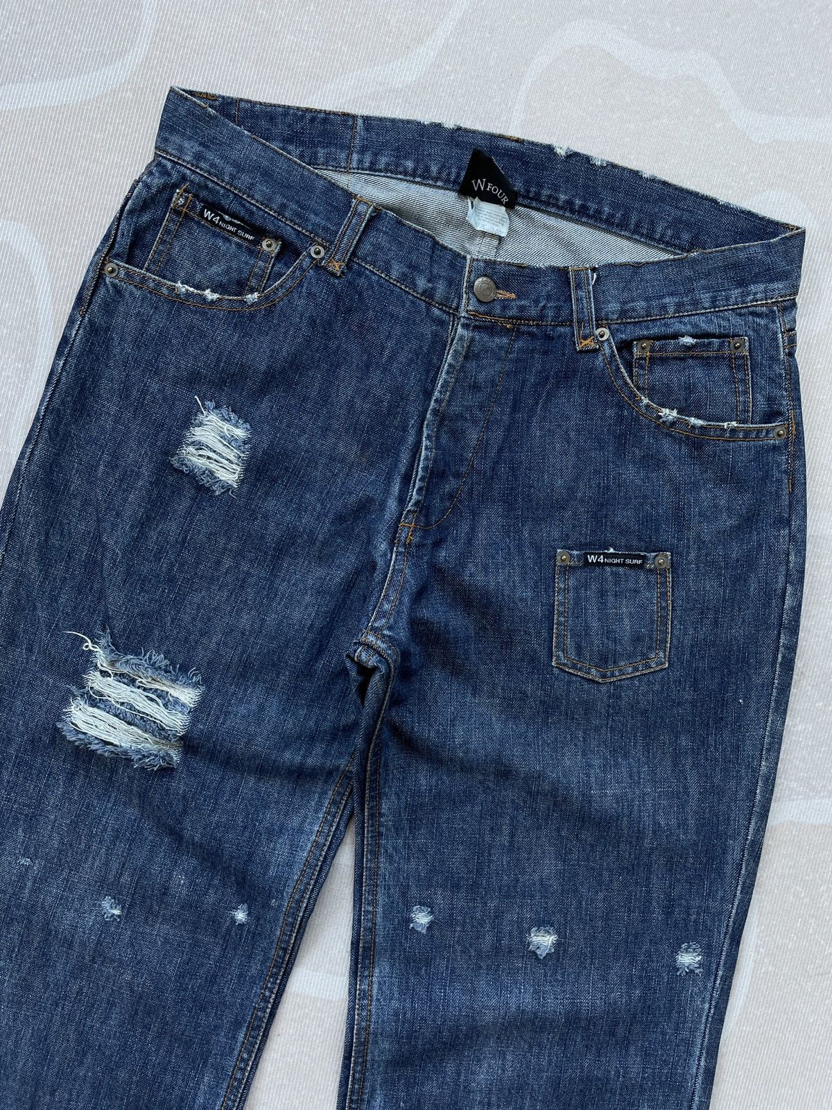 If Six Was Nine × Japanese Brand W Four Night Surf Baggy Jeans (P85) Size US 33 - 3 Thumbnail