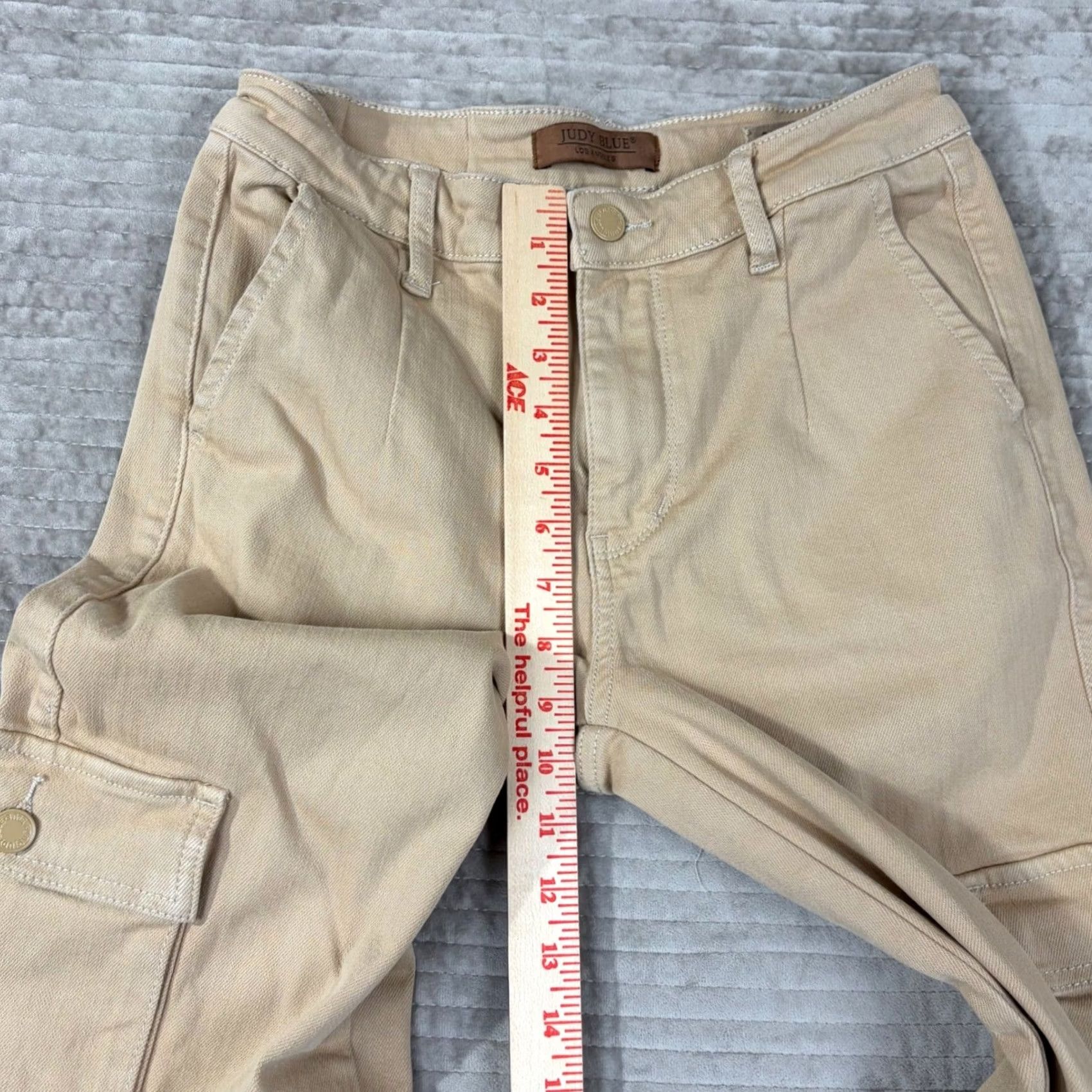 Vintage Judy Blue Jeans Tan Khaki Cargo Straight Leg High Rise 5 28 Inseam 29 Womens XS-Adult? No Size 5 Reg JS? Size 27" / US 4 / IT 40 - 5 Thumbnail