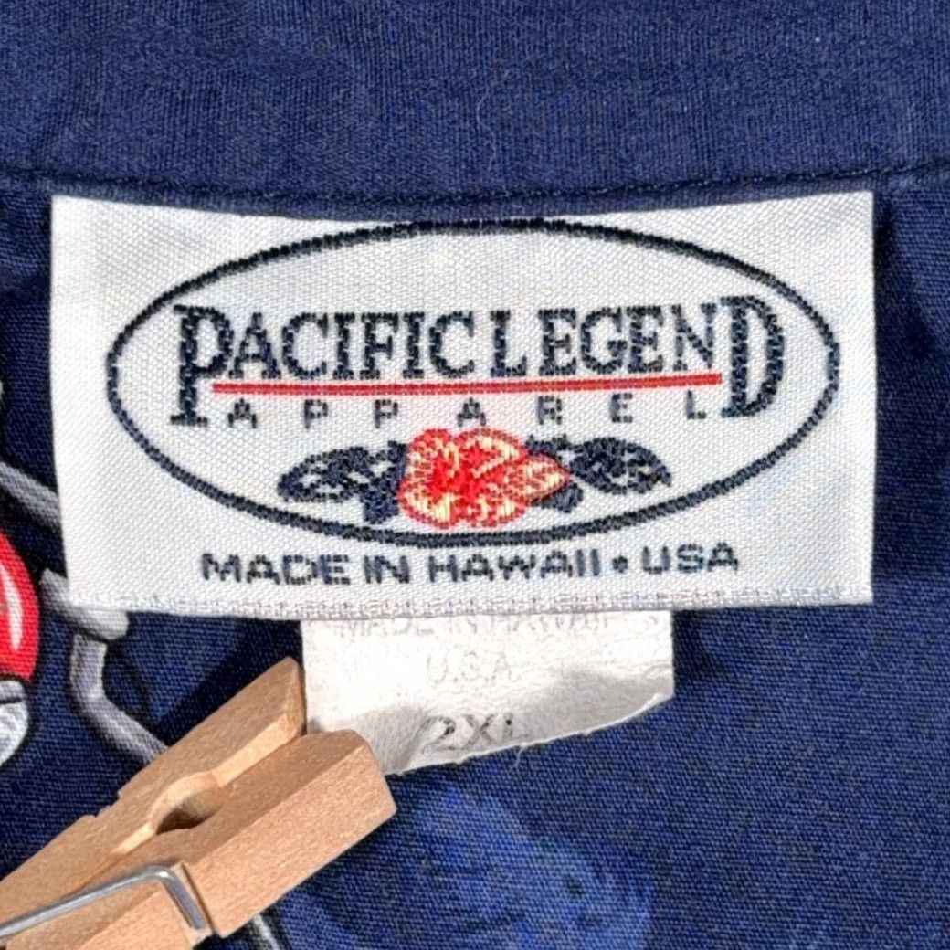 Vintage VINTAGE Pacific Legend Hawaiian Shirt Mens 2XL Blue Motorcycle USA 90s Shirt Size US XXL / EU 58 / 5 - 4 Thumbnail