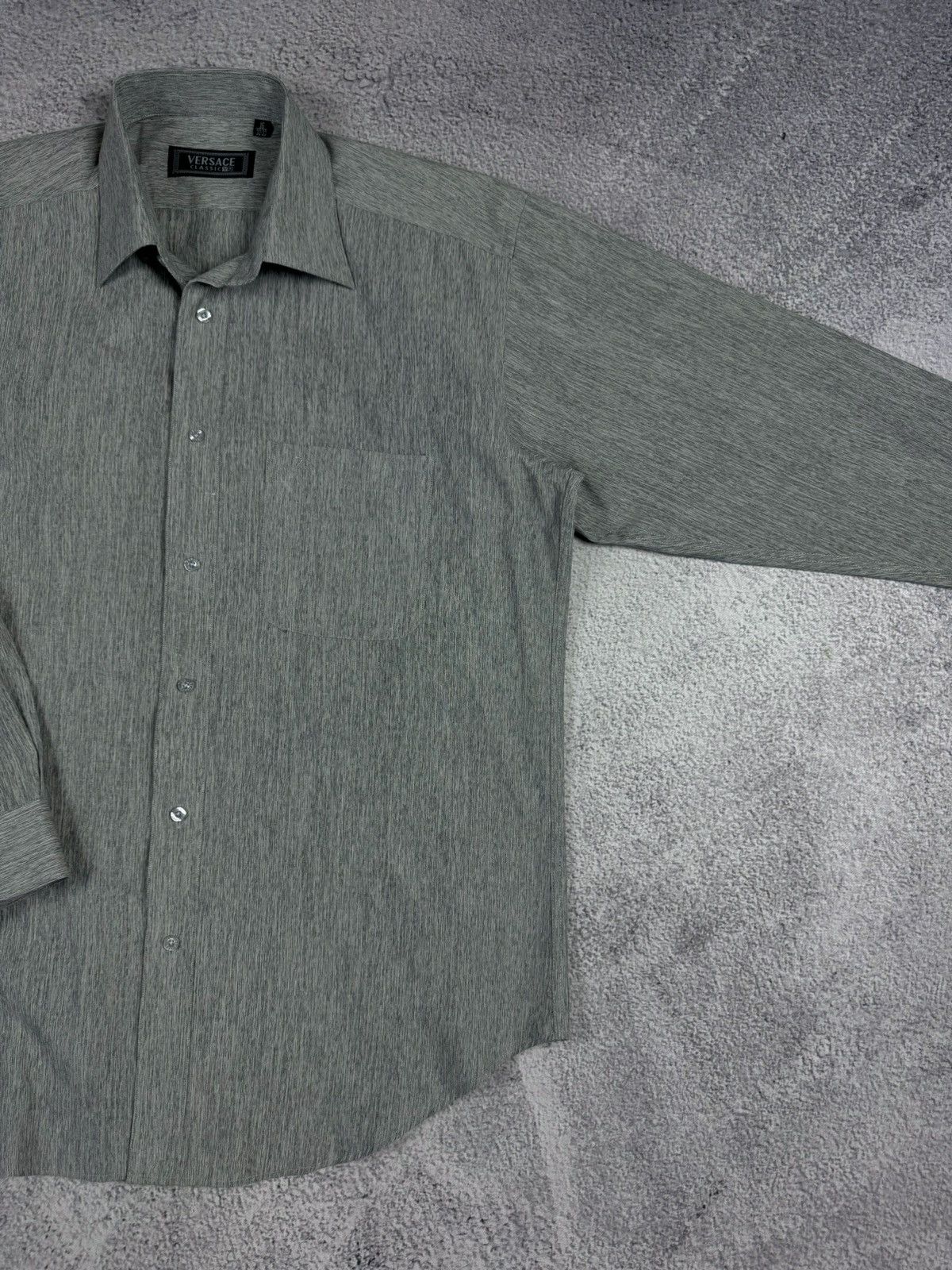 Designer × Versace × Vintage Vintage Versace Classic V2 Gray Melange Long Sleeve Shirt Size US M / EU 48-50 / 2 - 12 Thumbnail