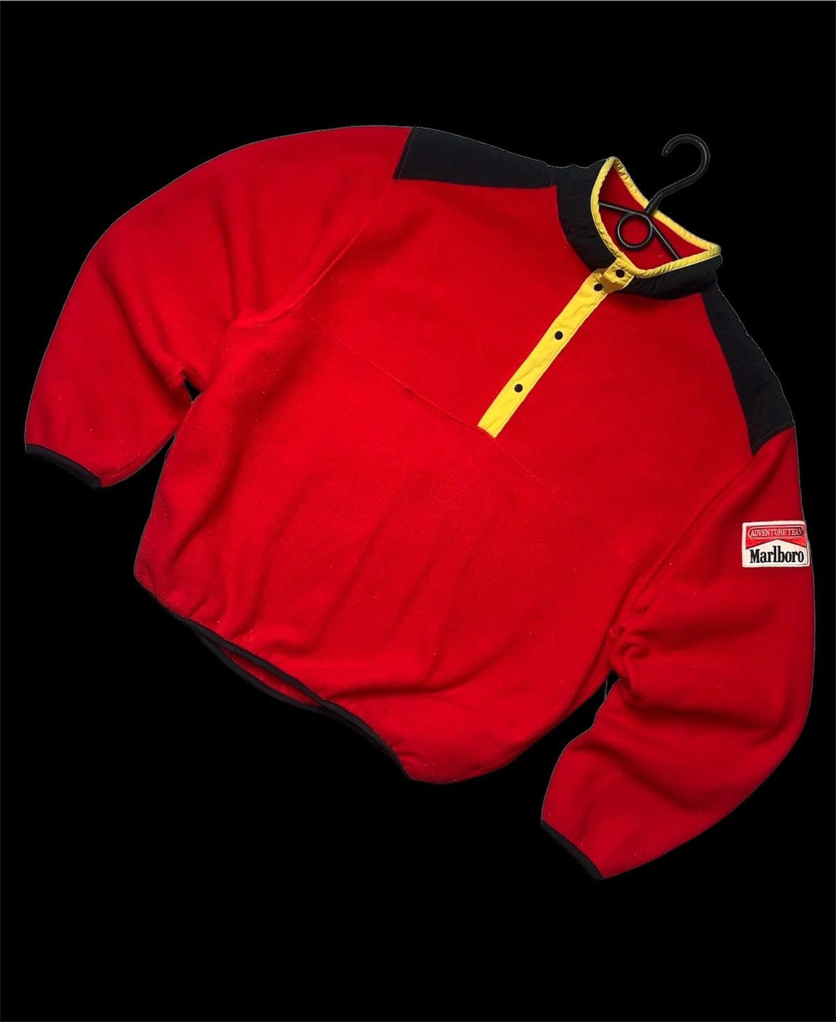 image of Marlboro Fleece Sweatshirt Jacket Size L Logo in Red, Men's