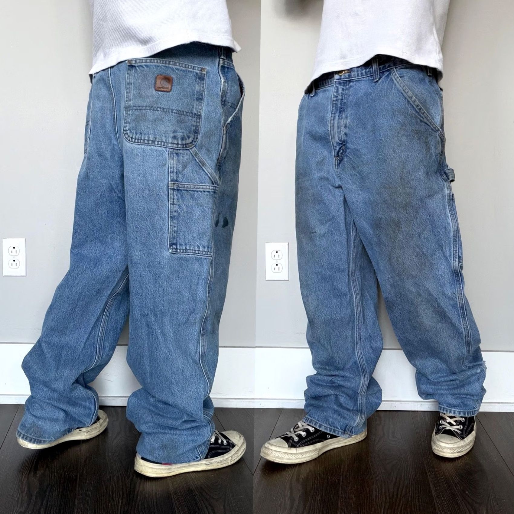 Carhartt VINTAGE Carhartt Jeans Mens 36x32 Blue Carpenter Baggy Denim Workwear Distressed Size US 36 / EU 52 - 2 Thumbnail