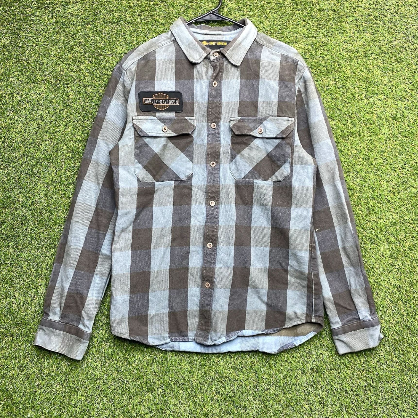 Harley Davidson VINTAGE Harley-Davidson Shirt Mens Medium Plaid Flannel Shacket Button Up Workwear y2k Size US M / EU 48-50 / 2 - 2 Thumbnail