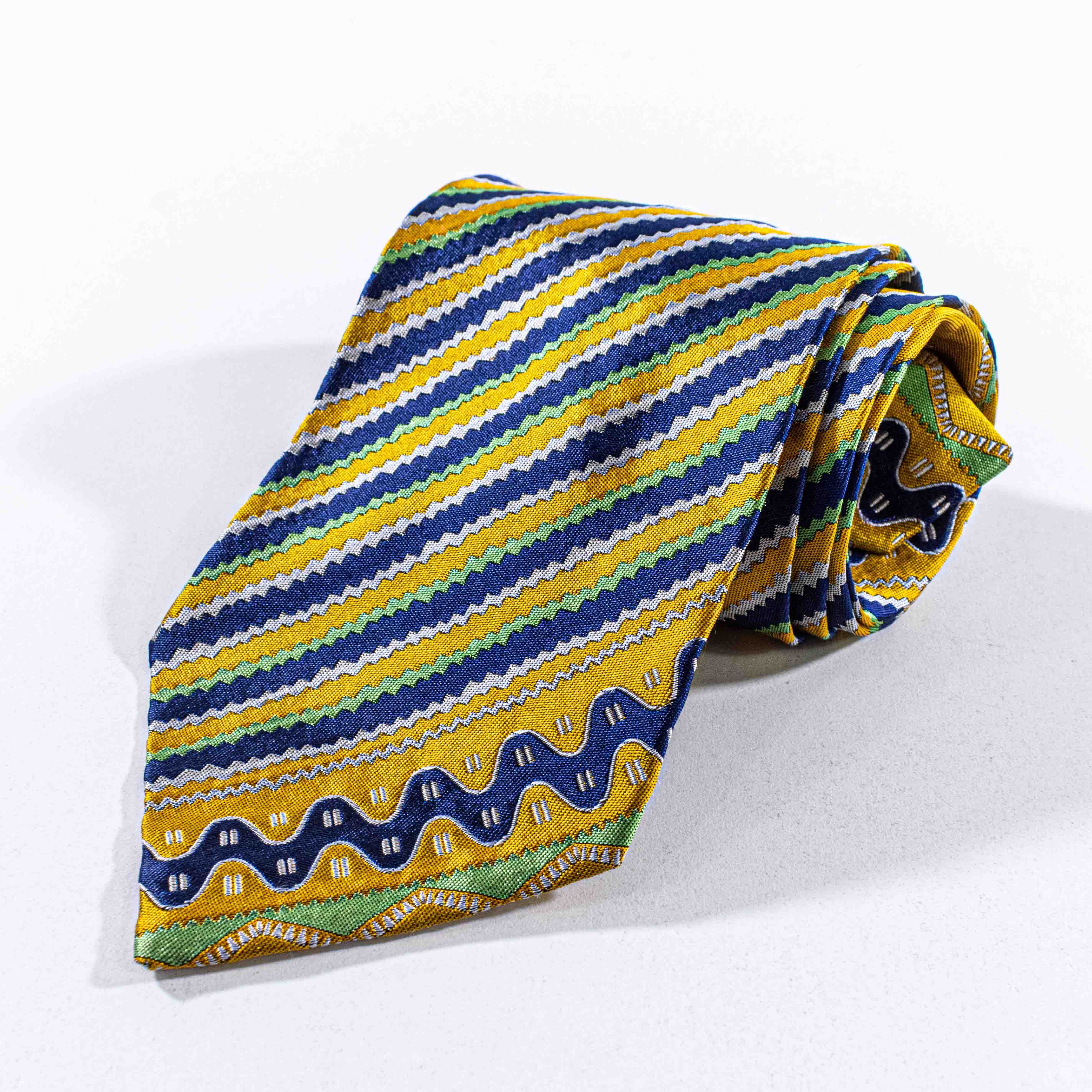 Versace Gianni Versace Tie Silk Striped Blue Gold 90s Italy Luxury Size ONE SIZE - 1 Thumbnail