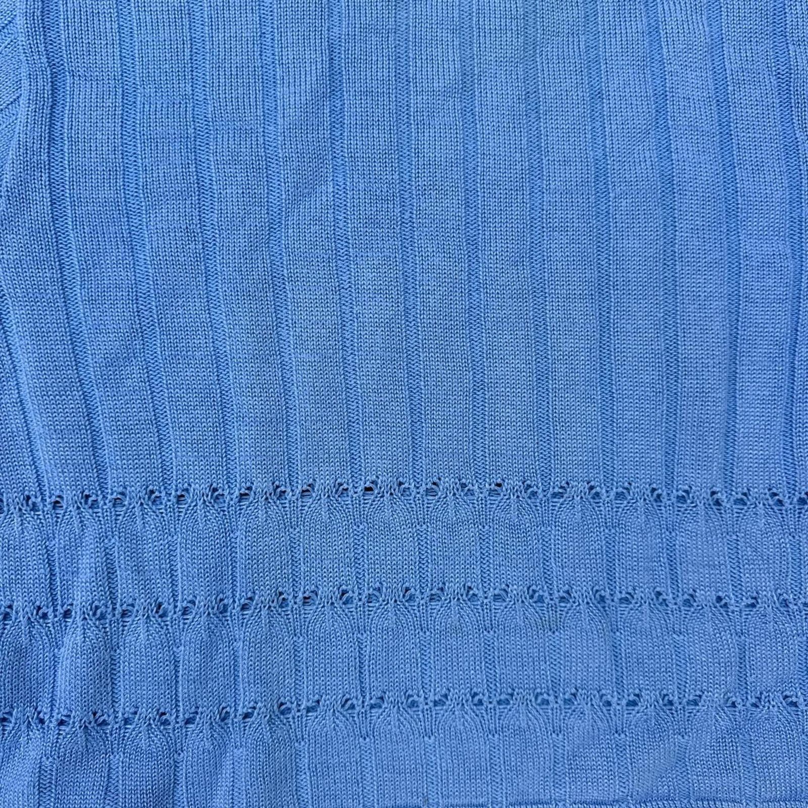 Other Vintage 80s Baby Blue Acrylic Knit Cropped Blouse Size Large Size L / US 10 / IT 46 - 3 Thumbnail