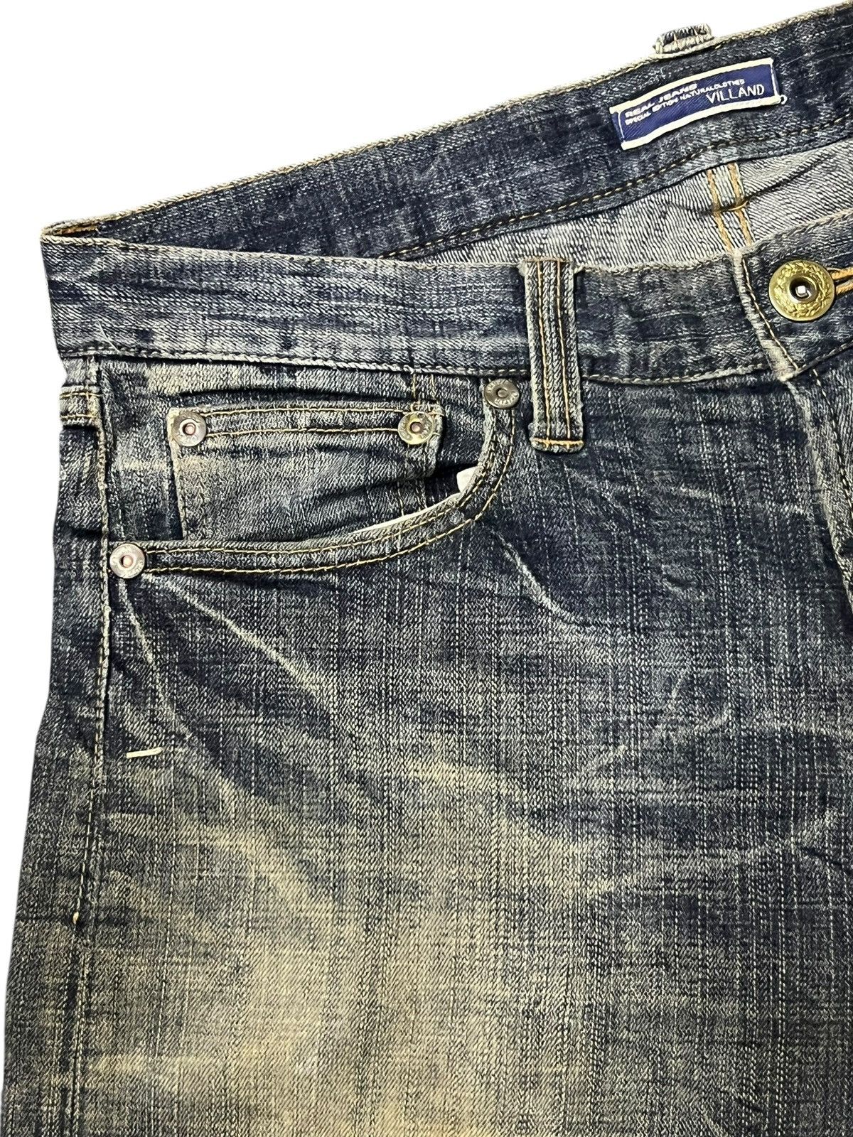 Japanese Brand Vintage Japanese Oririn Villand - Mud Wash Whiskering Jeans Size US 35 - 8 Thumbnail