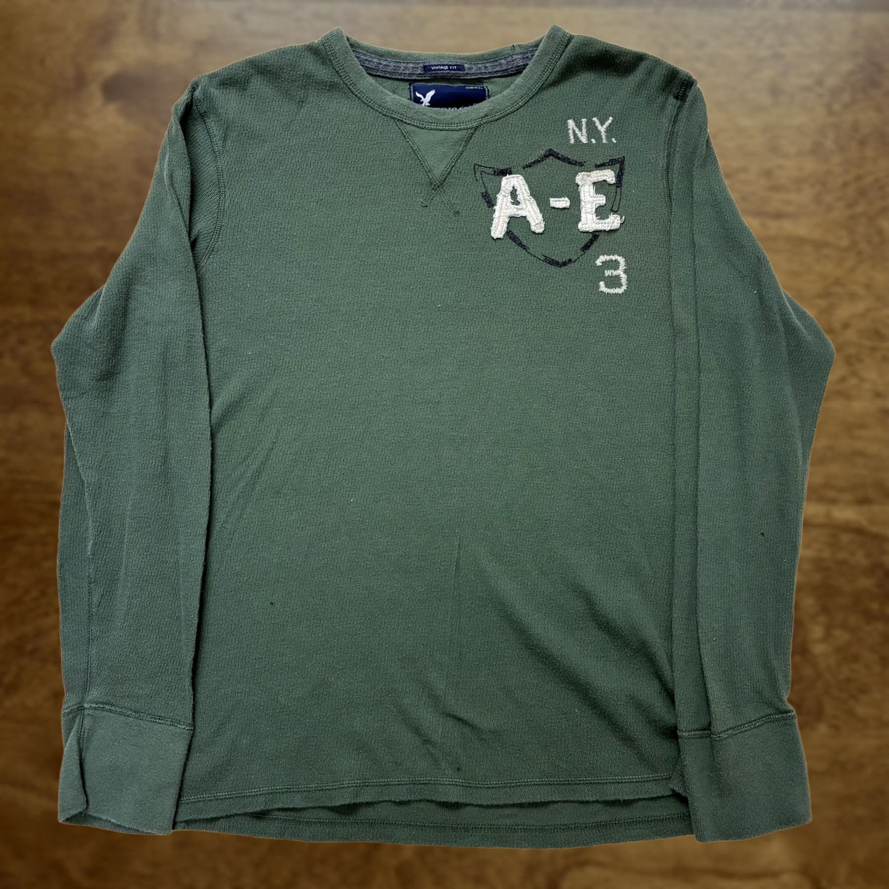 American Eagle Outfitters VINTAGE American Eagle Outfitters Thermal Long Sleeve Mens XL Green Pullover Crewneck Size US XL / EU 56 / 4 - 1 Thumbnail