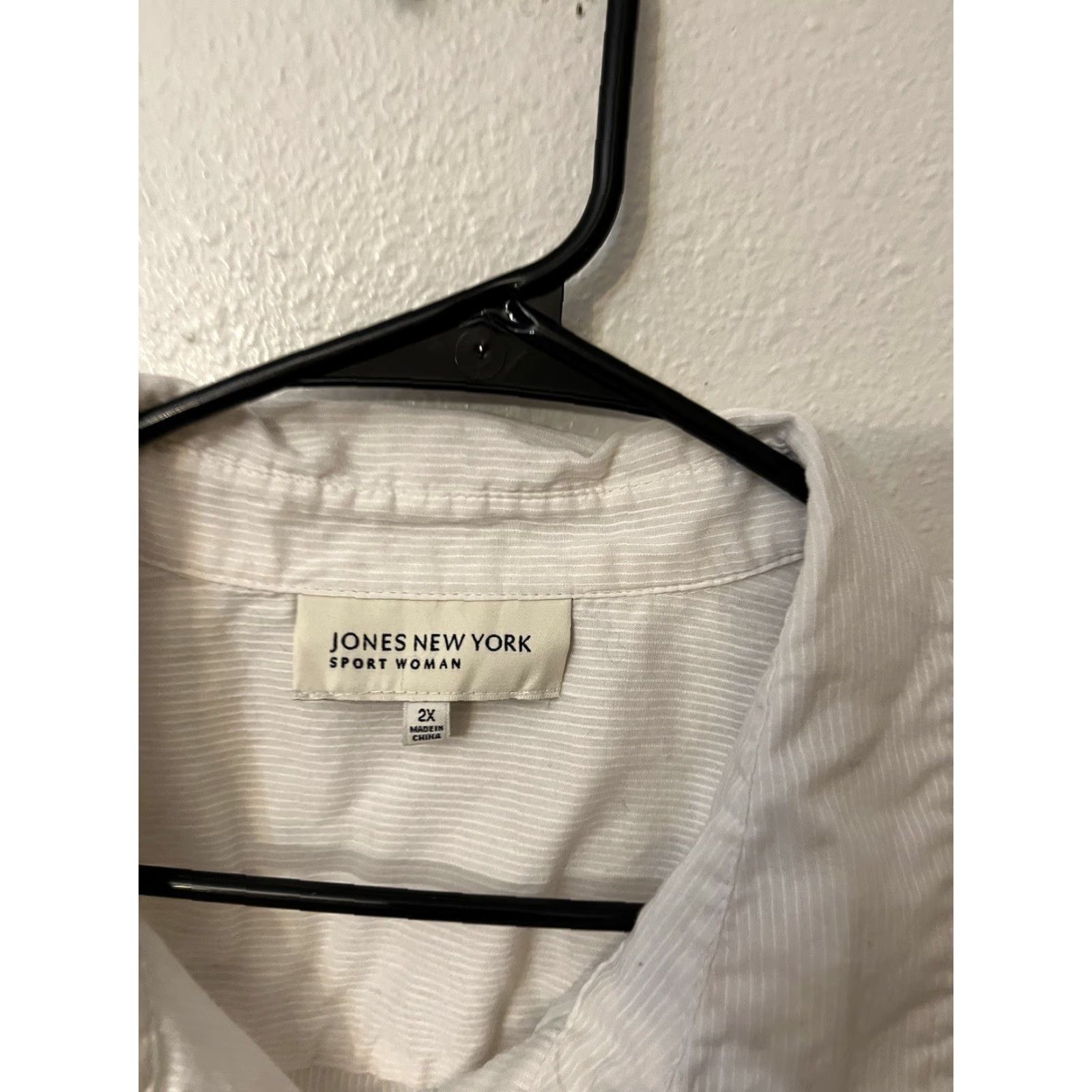 Jones New York VINTAGE Jones New York Signature White Striped Button-Down Top Womens Plus Size 2X Casual Cotton Size XXL / US 16-18 / IT 52-54 - 3 Thumbnail