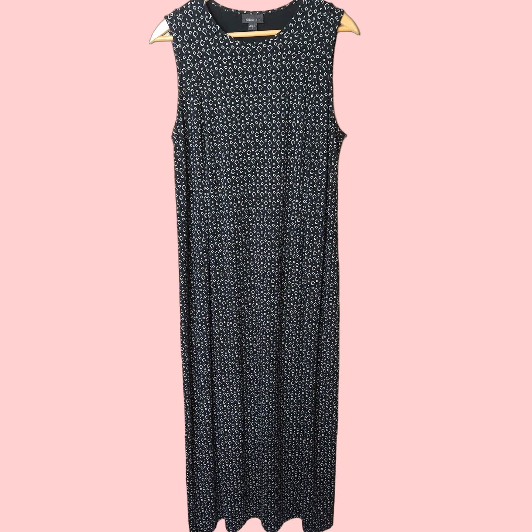 J. Jill J. Jill Wearever Black Geometric Maxi Dress Size M Womens Sleeveless