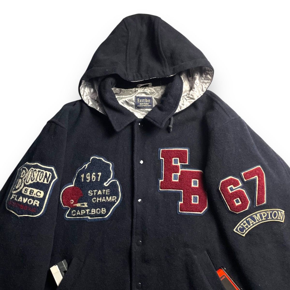 Japanese Brand VINTAGE EASTBOY EMBROIDERED SPELL OUT WOOL VARSITY JACKET Size US XL / EU 56 / 4 - 4 Thumbnail