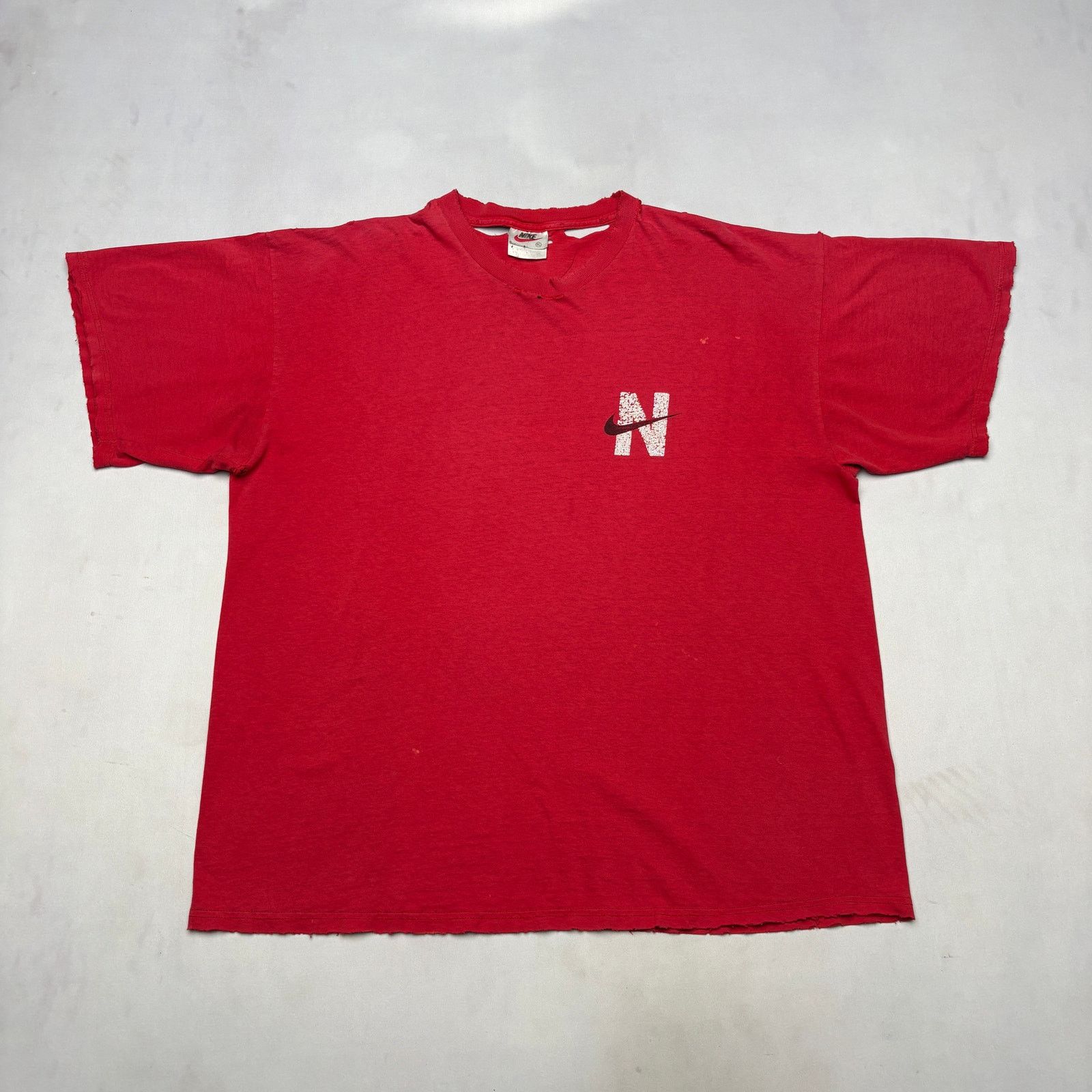 Nike × Vintage Vintage 90s Nike T Shirt Men's XL N Swoosh Box Logo Faded Size US XL / EU 56 / 4 - 3 Thumbnail