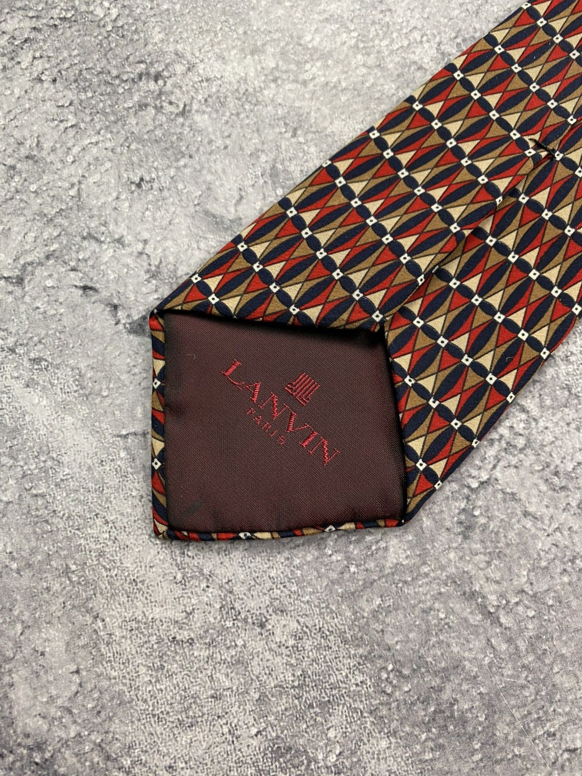 Lanvin Lanvin Tie 90s Geometric Cravatca Silk Y2K Classic Casual Size ONE SIZE - 9 Thumbnail