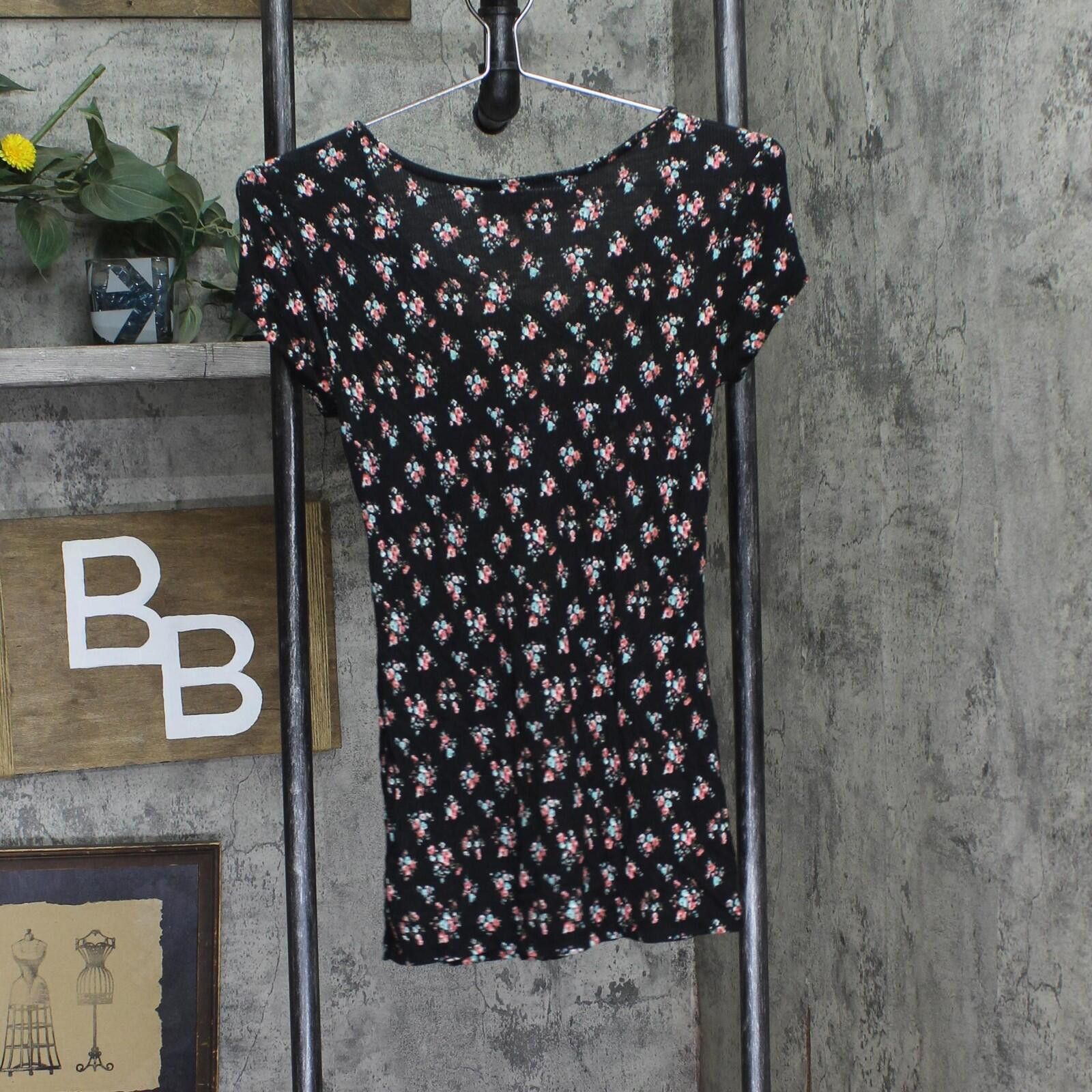 Other Nwt Polly & Esther Tunic Tie Front Shirt Top Black Multi M Size M / US 6-8 / IT 42-44 - 2 Thumbnail