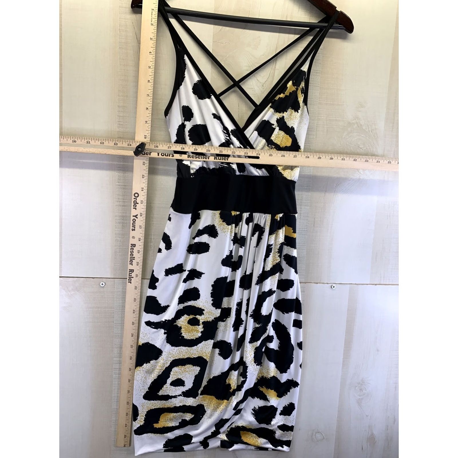 Bebe VINTAGE? no. Bebe Addiction Womens Size S Leopard Print Cris Cross Back Stretch Dress-6303 Size S / US 4 / IT 40 - 3 Thumbnail