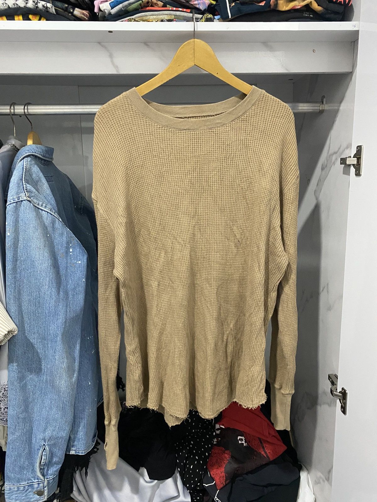 If Six Was Nine × Japanese Brand × Le Grande Bleu (L.G.B.) Japanese Waffle Longsleeve Numbernine Kmrii Styled Size US XL / EU 56 / 4 - 1 Thumbnail