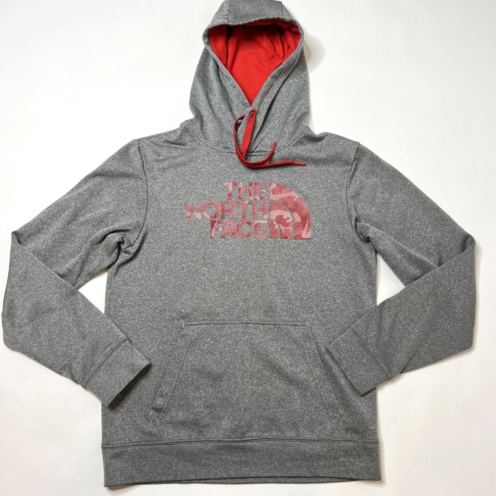 The North Face The North Face Mens Small Heathered Gray Red Pullover Hoodie Spellout Big Logo Hoodie Mens Small Gray Red Size US S / EU 44-46 / 1 - 2 Thumbnail