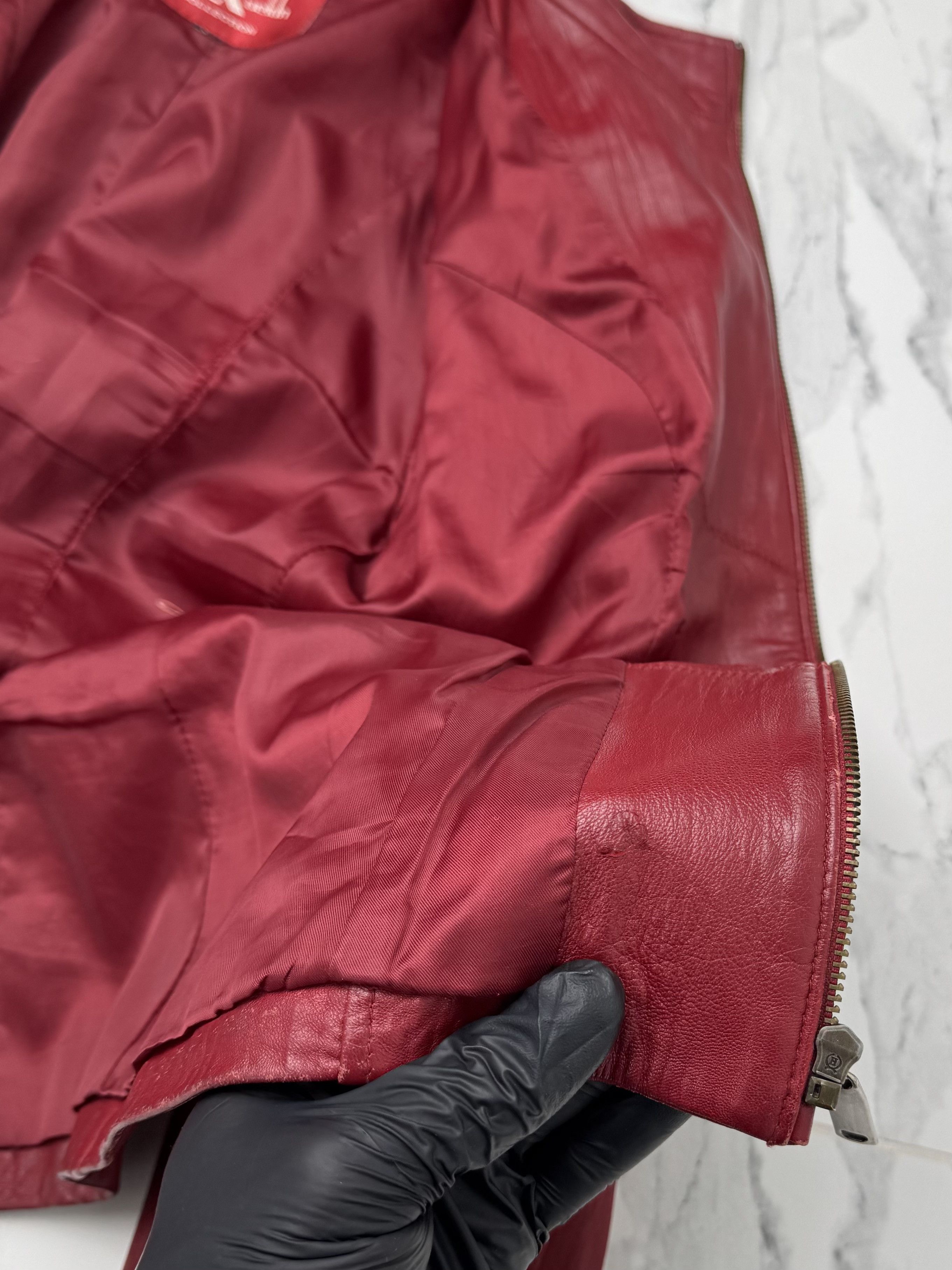 Vintage Women Red Leather Jacket Y2K Vintage Fitted Zip Up Style Size S / US 4 / IT 40 - 15 Thumbnail