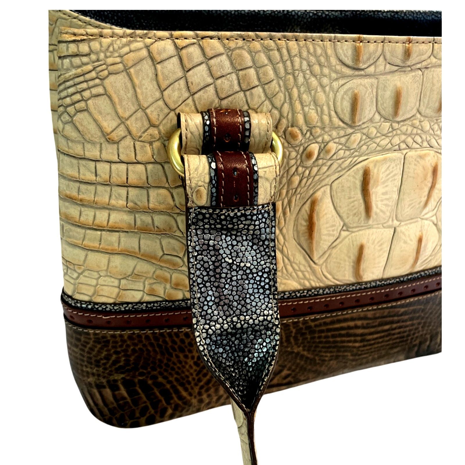 BRAHMIN Brahmin Vintage Melbourne Leather Shoulder Bag Croc Embossed Size ONE SIZE - 6 Thumbnail