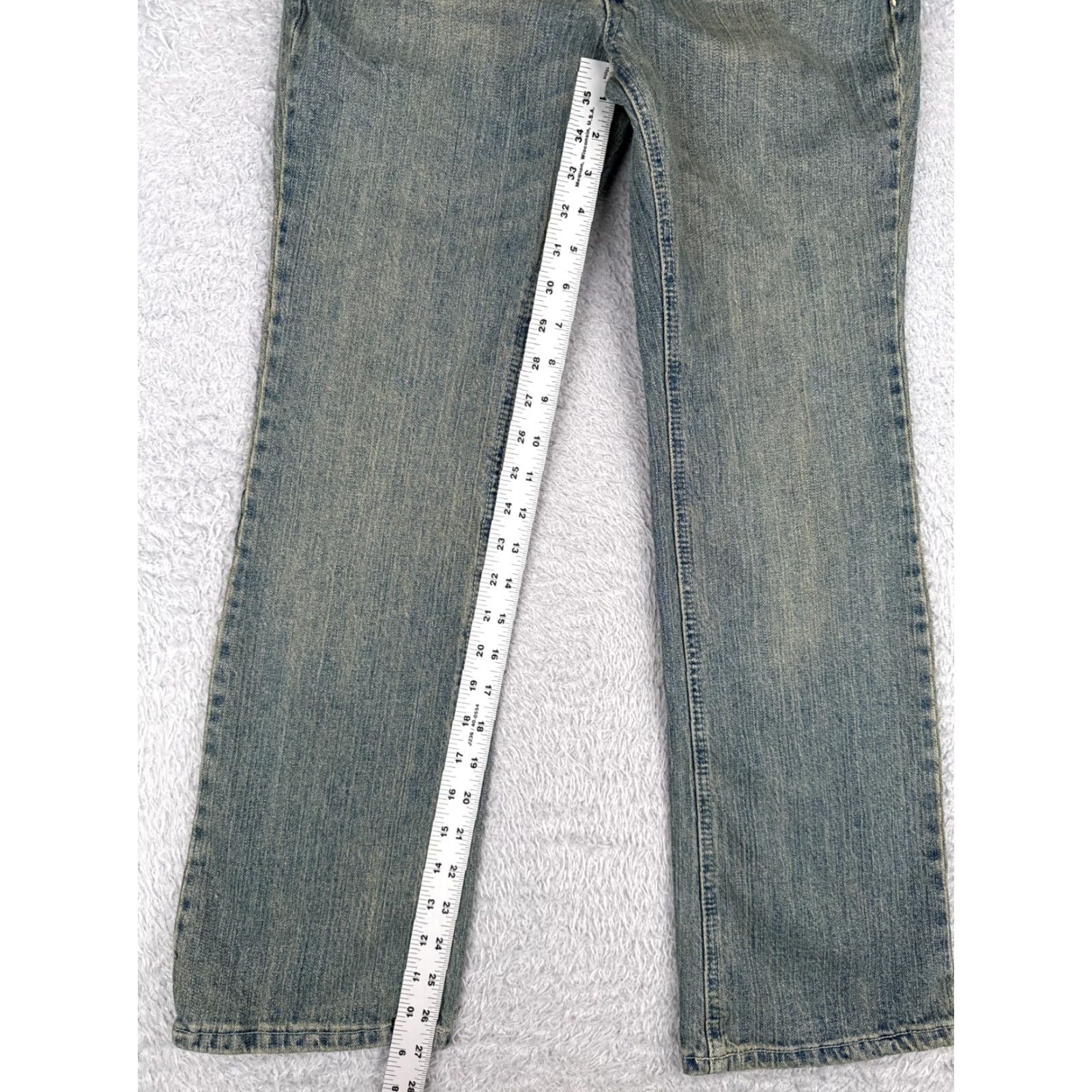 Vintage Arizona Jeans Co Juniors 7 S Blue Denim Med Wash Low Rise Cotton Blend 29x27 Jeans Womens 5-Pocket Rock Flared Distressed Pockets Vintage No Size 28" / US 6 / IT 42 - 7 Thumbnail