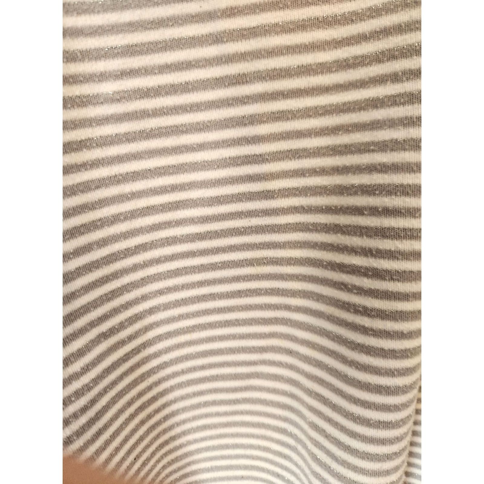 Vintage Alfred Dunner Woman Gray Metallic Stripe Beaded Lace Trim Casual Top Boho 3X Size XXL / US 16-18 / IT 52-54 - 3 Thumbnail