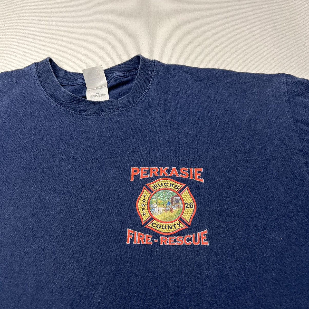 Vintage Fire Rescue Tee Shirt Blue Fighter Bucks County PA Truck Size US XL / EU 56 / 4 - 3 Thumbnail