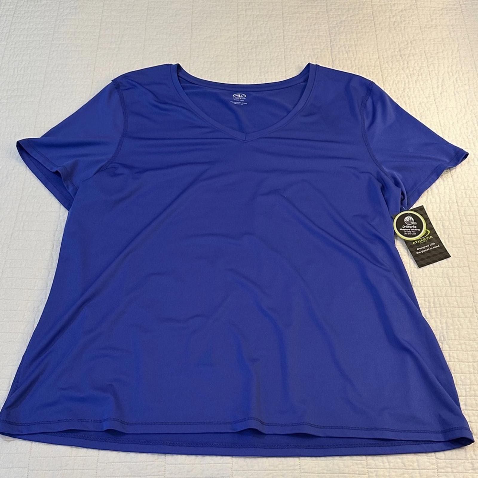 Athletic Works Women's Blue V-Neck Top XXL 22 Blue NWT T Shirt Size XXL / US 16-18 / IT 52-54 - 1 Thumbnail