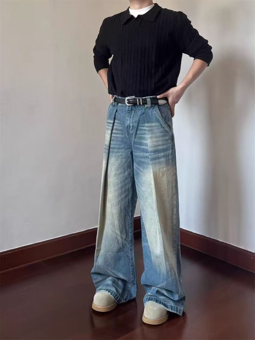 Vintage Street-style washed vintage men's distressed jeans Size US 32 / EU 48 - 2 Thumbnail