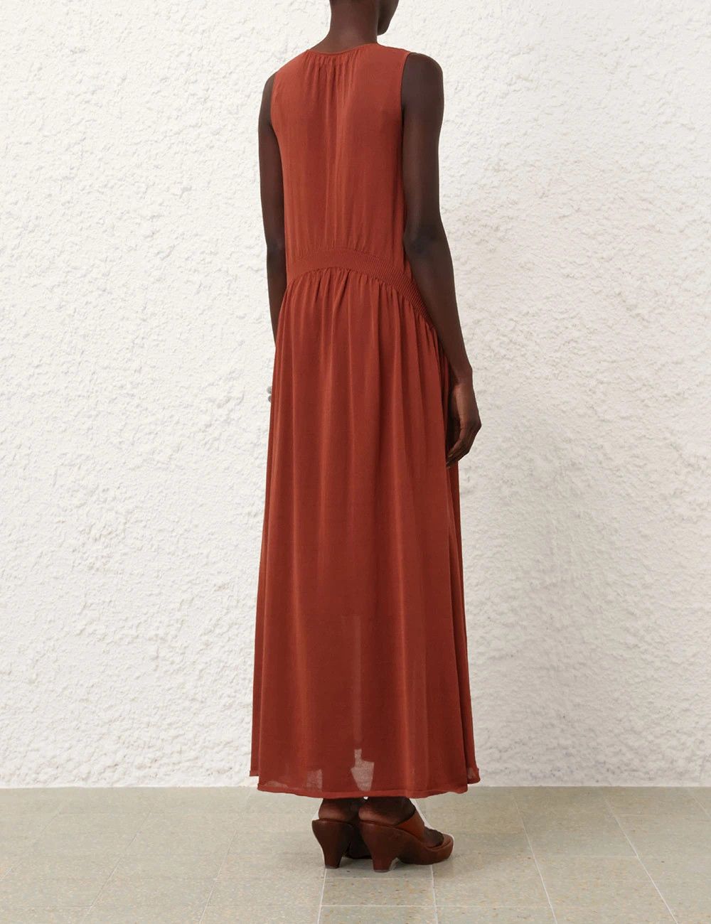 Zimmermann oc11z0226 Illuminate Gathered Maxi Dress In Rust Size L / US 10 / IT 46 - 4 Thumbnail