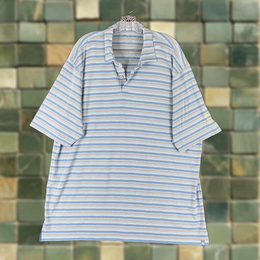 Peter Millar PETER MILLAR Striped Polo Shirt Men's XL Short Sleeve Multicolor Size US XL / EU 56 / 4 - 1 Thumbnail