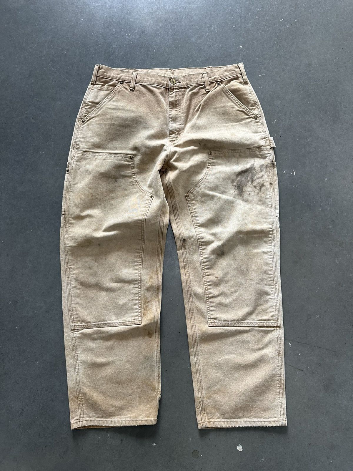 Distressed Faded Thrashed Carhartt Double Knee popular Carpenter Pants 34 Grunge