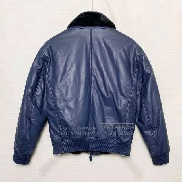Berluti Berluti Men's Blue Pilot Leather Jacket. Size US M / EU 48-50 / 2 - 2 Thumbnail