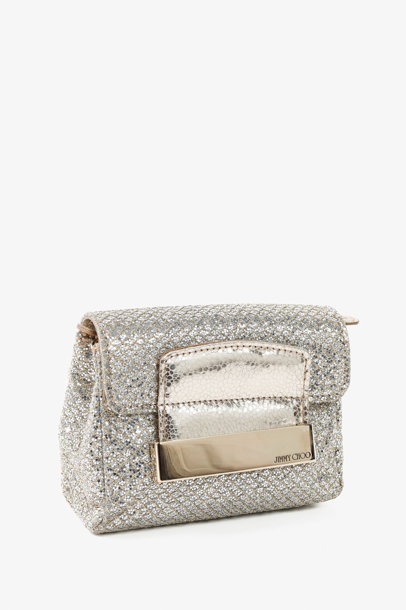 Jimmy Choo Jimmy Choo Caro Champagne Glitter Fabric Clutch Size ONE SIZE - 2 Thumbnail