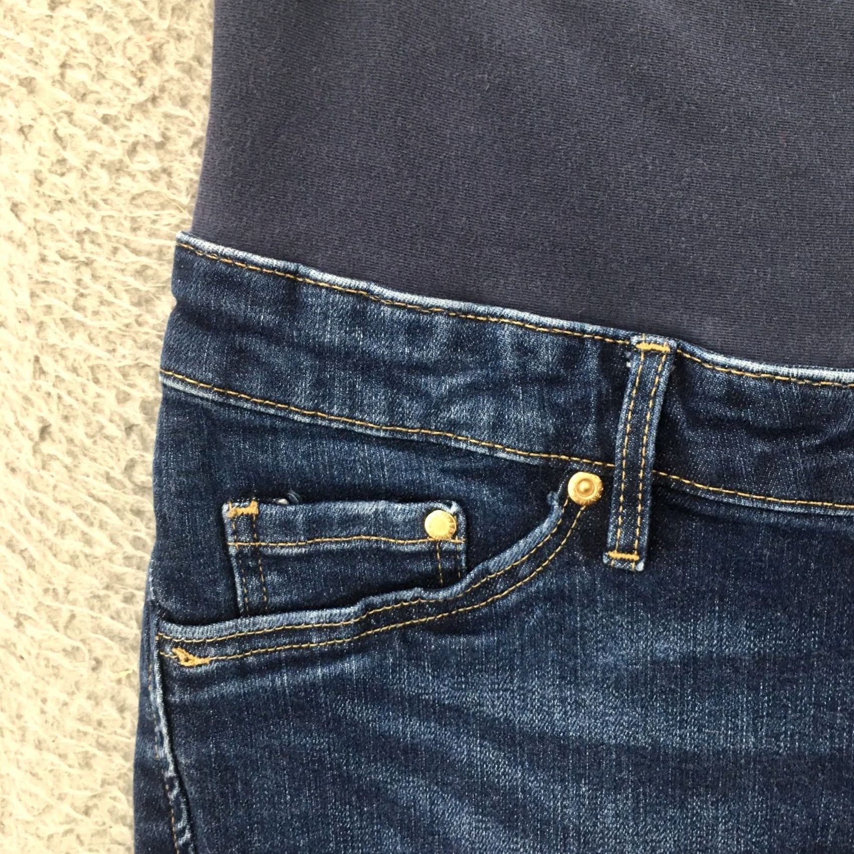 H&M H&M Mama Maternity Bermuda Shorts Womens 8 Blue Dark Wash Denim Cuffed Striped? No. Size 30" / US 8 / IT 44 - 2 Thumbnail