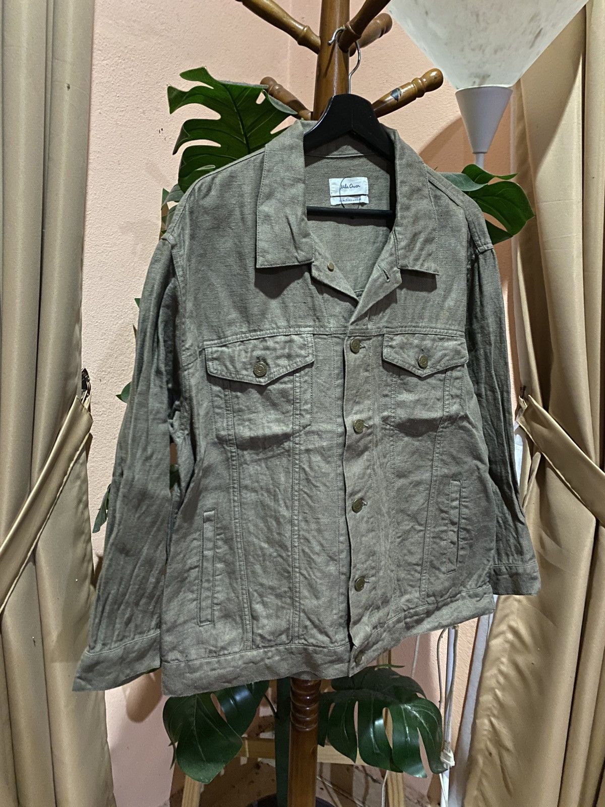 Japanese Brand Mila Owen Women’s 100% Pure Linen Utility Jacket –Earth-Tone Size ONE SIZE - 5 Thumbnail