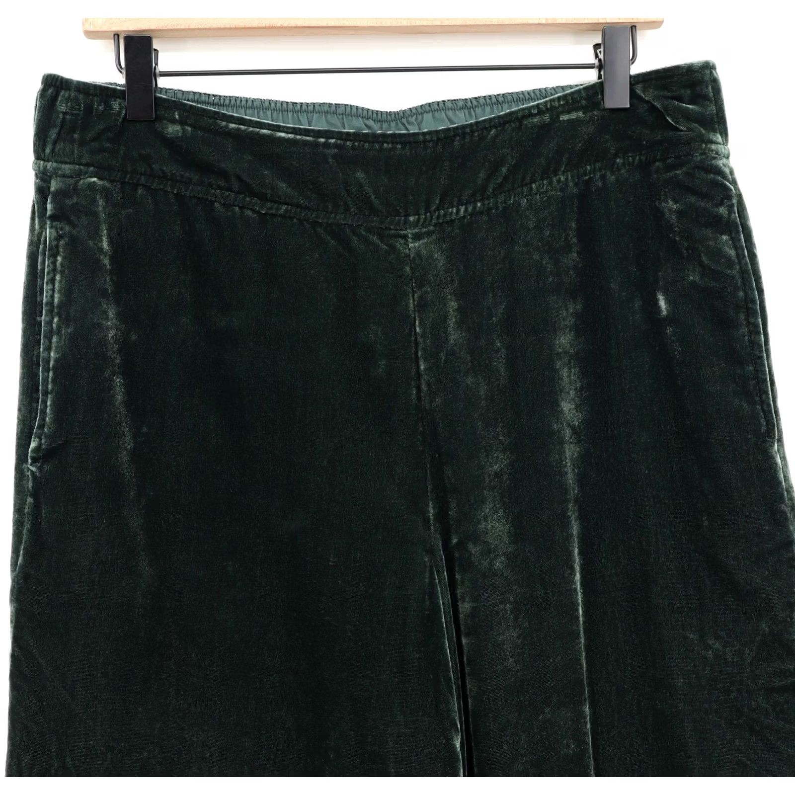 Madewell Madewell Green Velvet Pull On Crop High Rise Wide-Leg Pants L Womens (Inseam 23") Size ONE SIZE - 4 Thumbnail