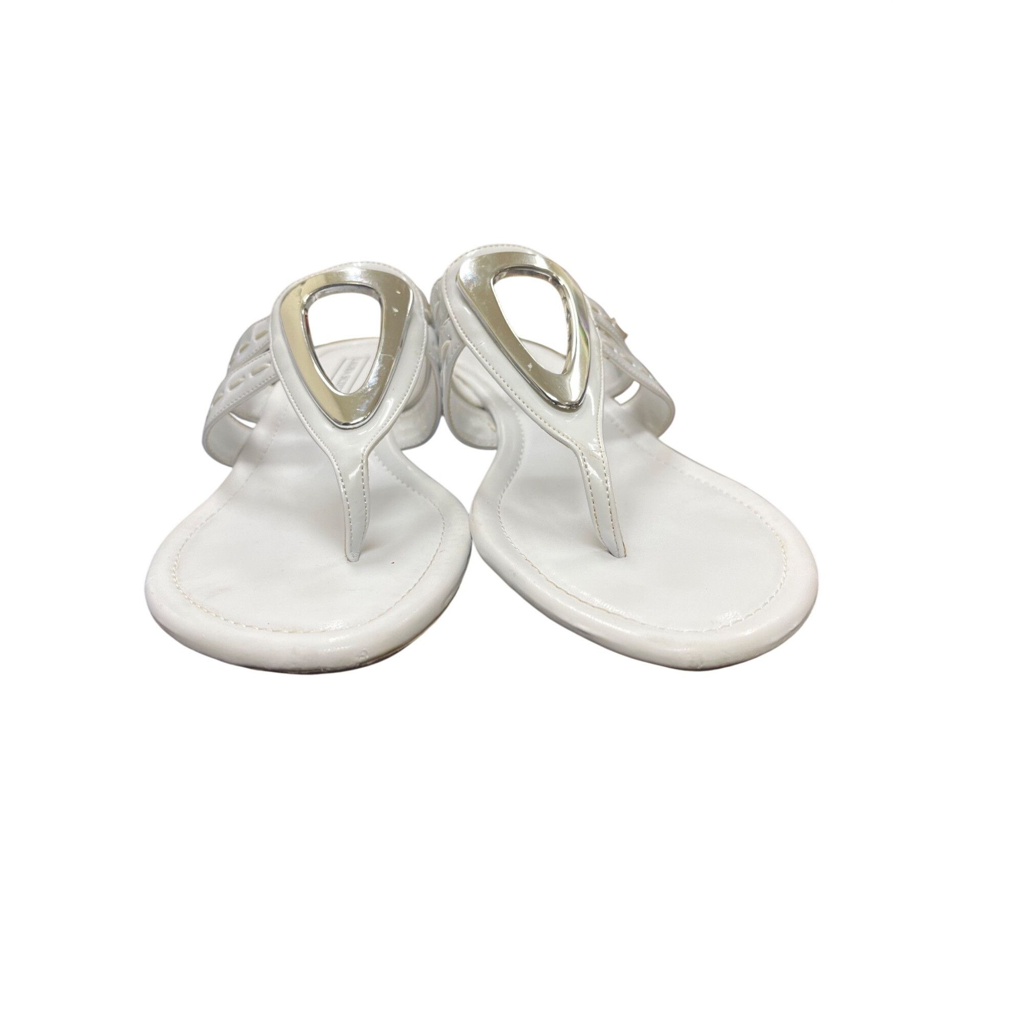 Other Laura Scott wms white silver accent slip open toe sandals sz Size US 9.5 / IT 39.5 - 10 Thumbnail
