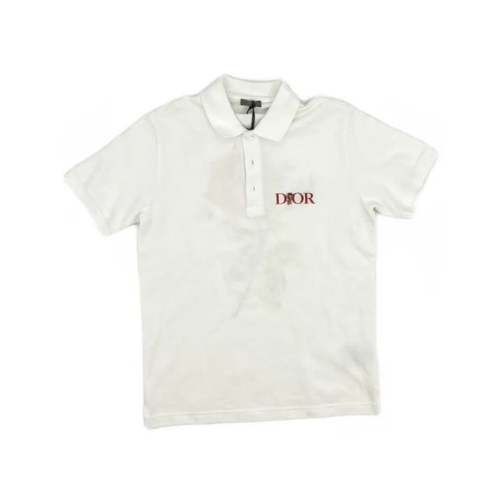 Dior Logo Embroidered White Polo Shirt 0079-2507
