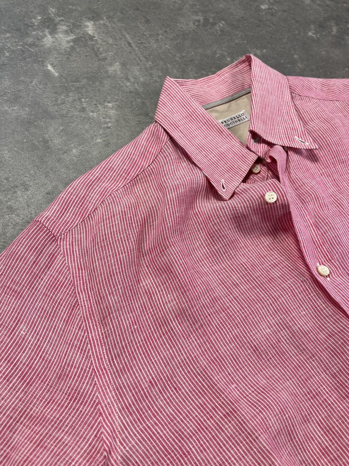 Brunello Cucinelli 100% Linen Brunello Cucinelli Striped Pinstripe Shirt M Size US M / EU 48-50 / 2 - 9 Thumbnail
