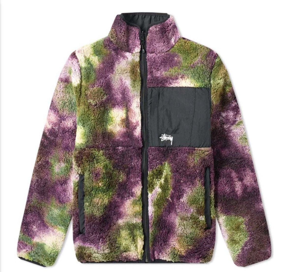 Stussy Reversible Tie Dye Stussy Micro Fleece Sherpa Jacket- Rare 