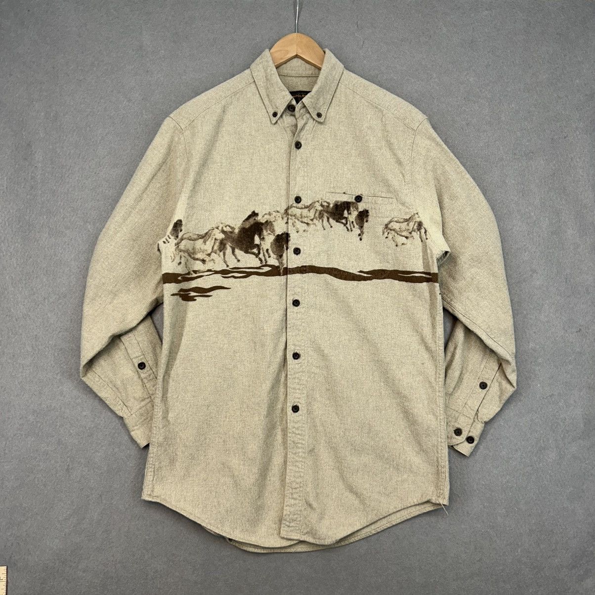 Vintage × Woolrich Woolen Mills Vintage Horse Print Chambray Woolrich Button Up Shirt L 90s Size US L / EU 52-54 / 3 - 1 Thumbnail